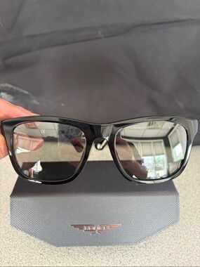 Police Glossy Black Rectangular Sunglasses